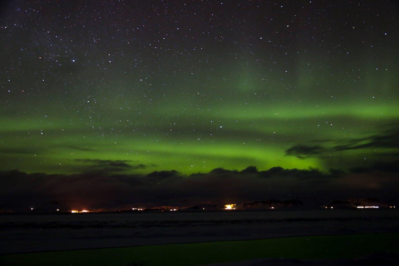 Green northern lights in Iceland