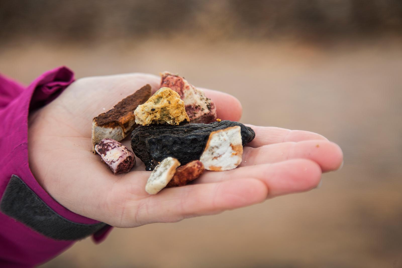 Different kinds of rocks found in Landmannalaugar