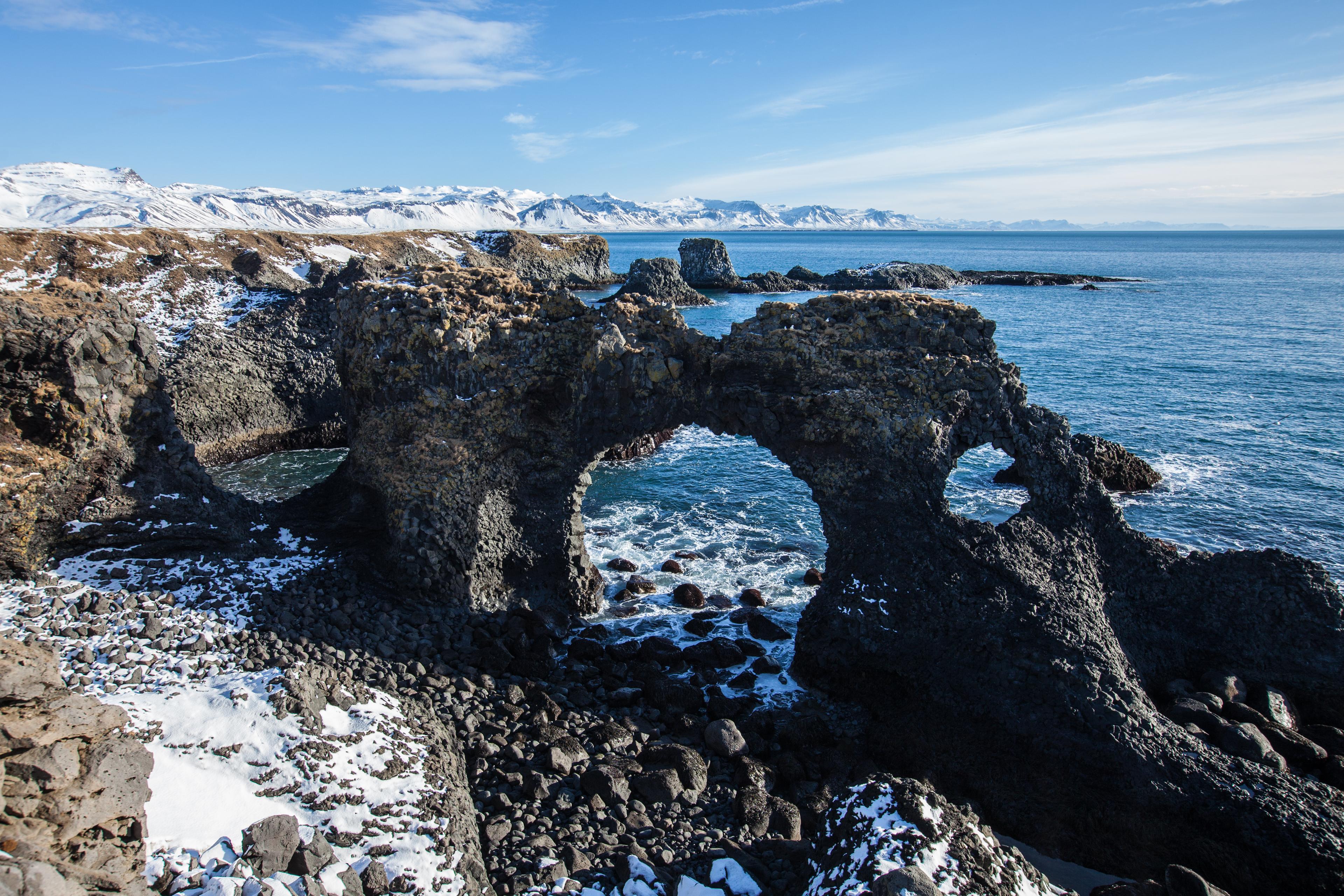 Gatklettur rock at Arnarstapi in Snaefellsnes