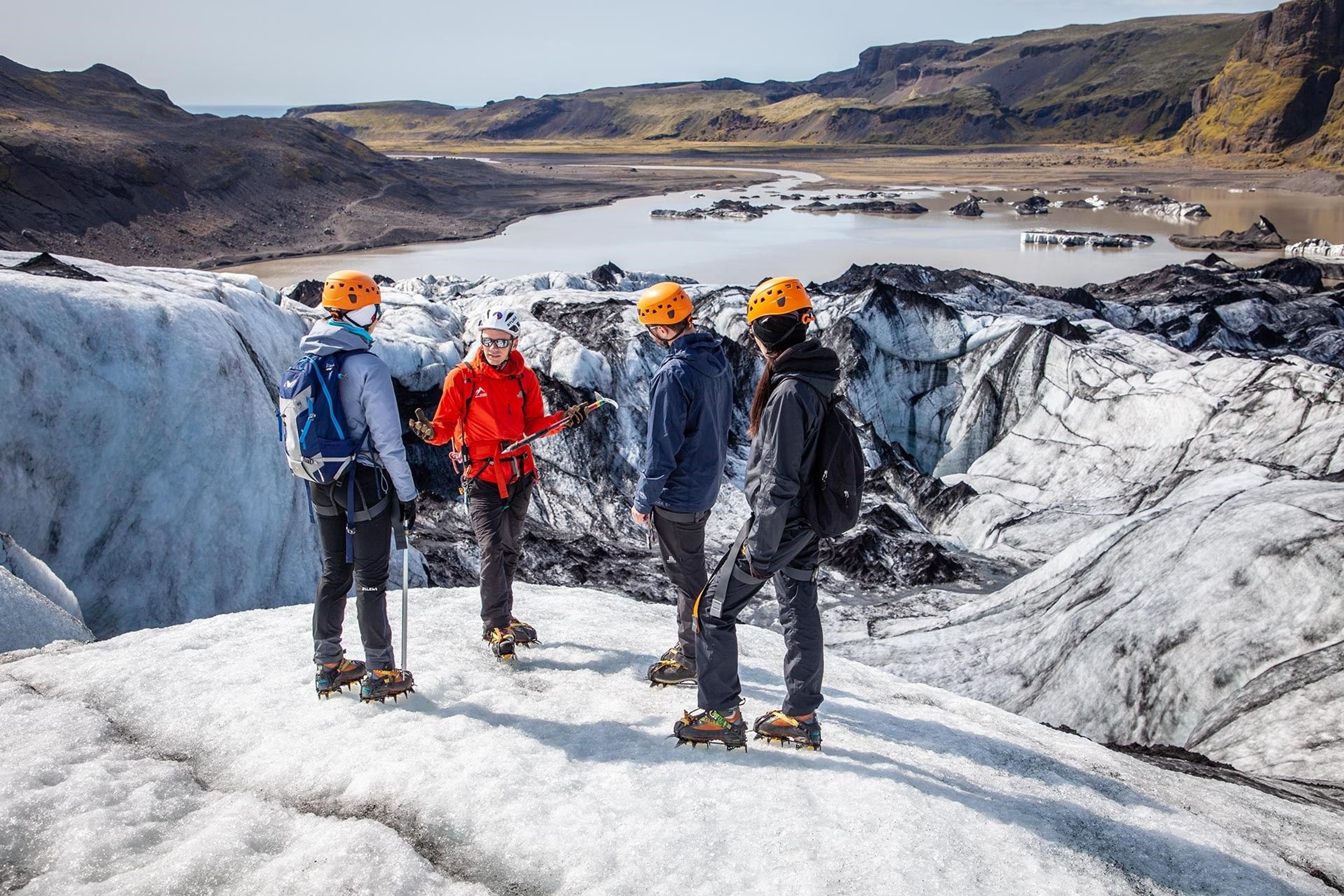 The group getting ready for walking on the glacier