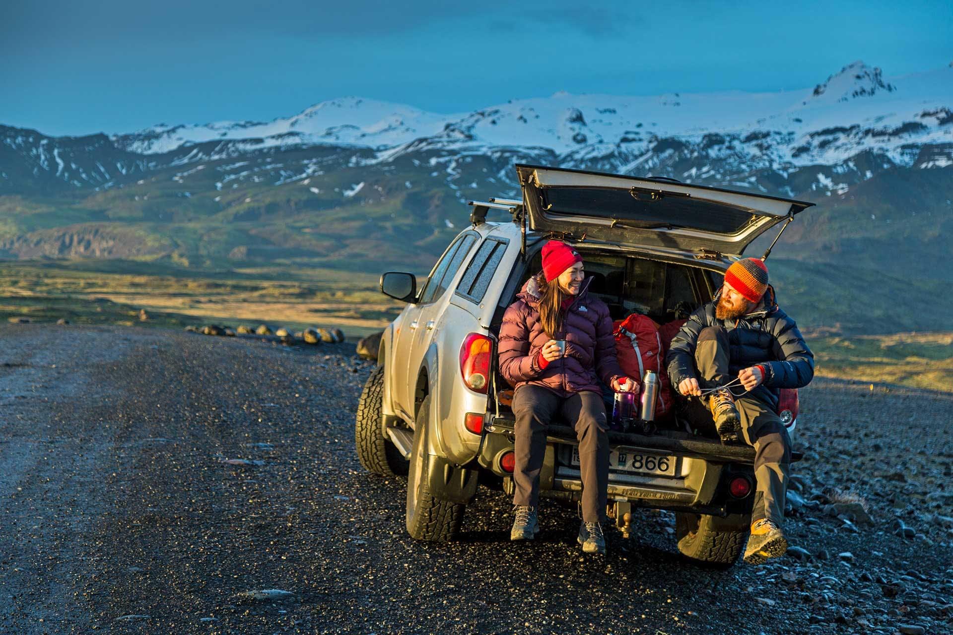 Independent travelers exploring Iceland on their own
