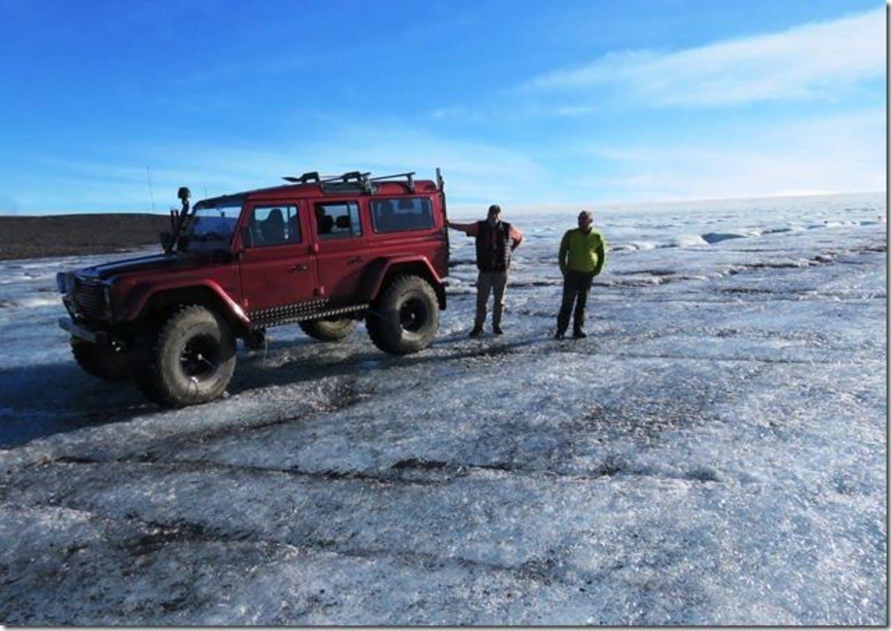 Land Rover on a glacier