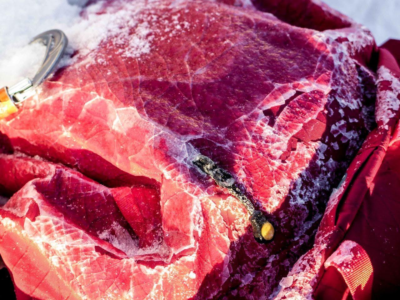 Red Gear encrusted with ice