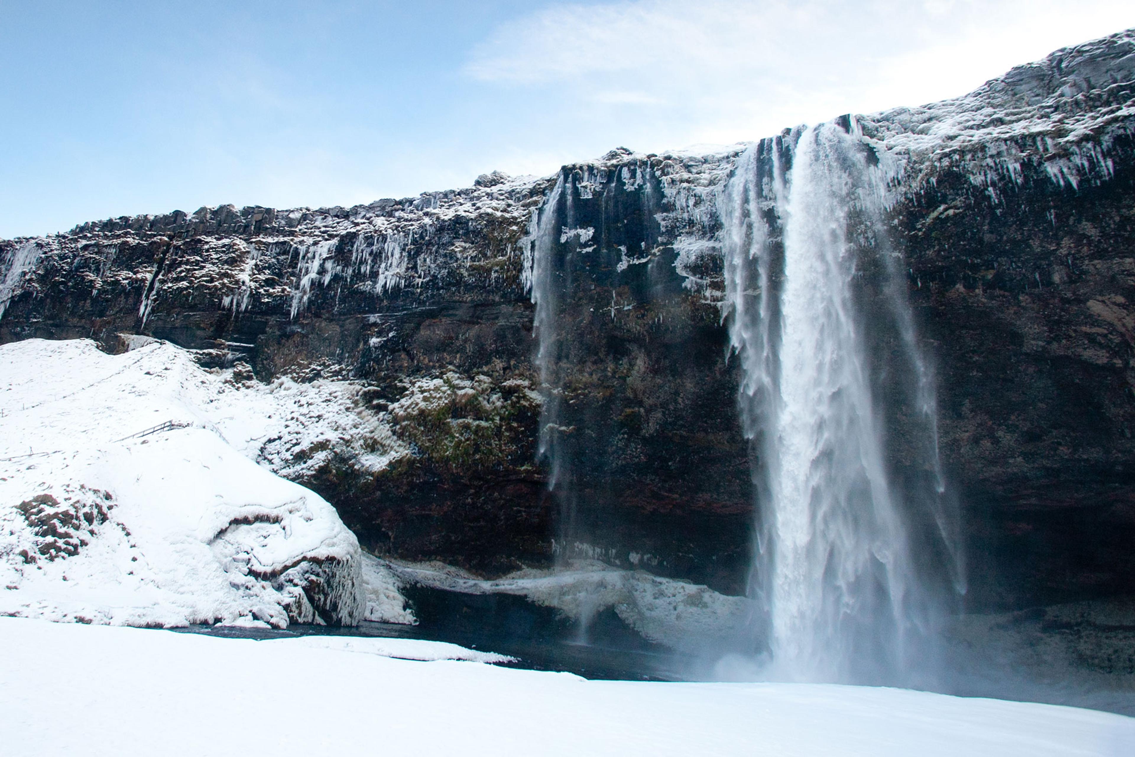 big blue waterfall in Iceland