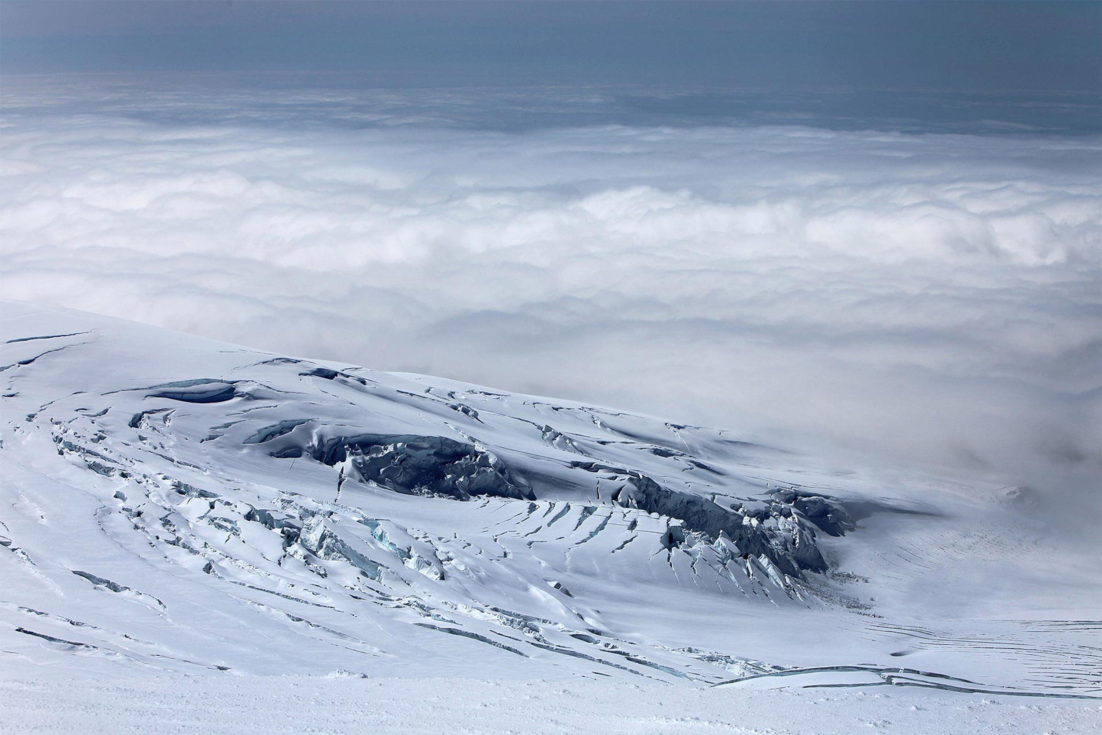 Crevasses on the glacier near Hvannadalshnúkur, the highest peak in Iceland