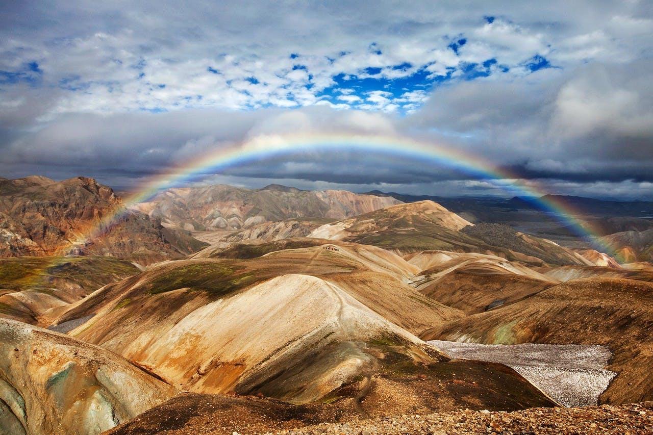 Beautiful rainbow seen on the Laugavegur trail.