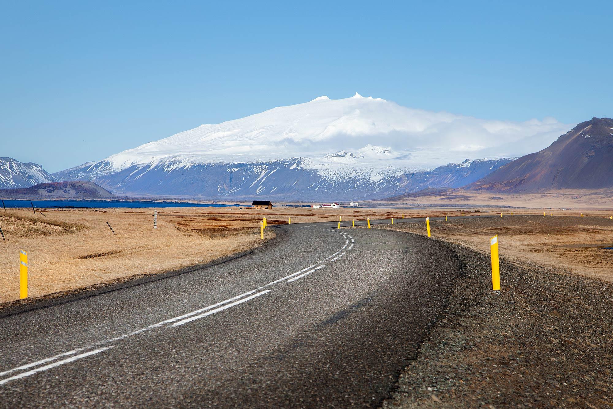 Road leading to Saefellsjokull glacier