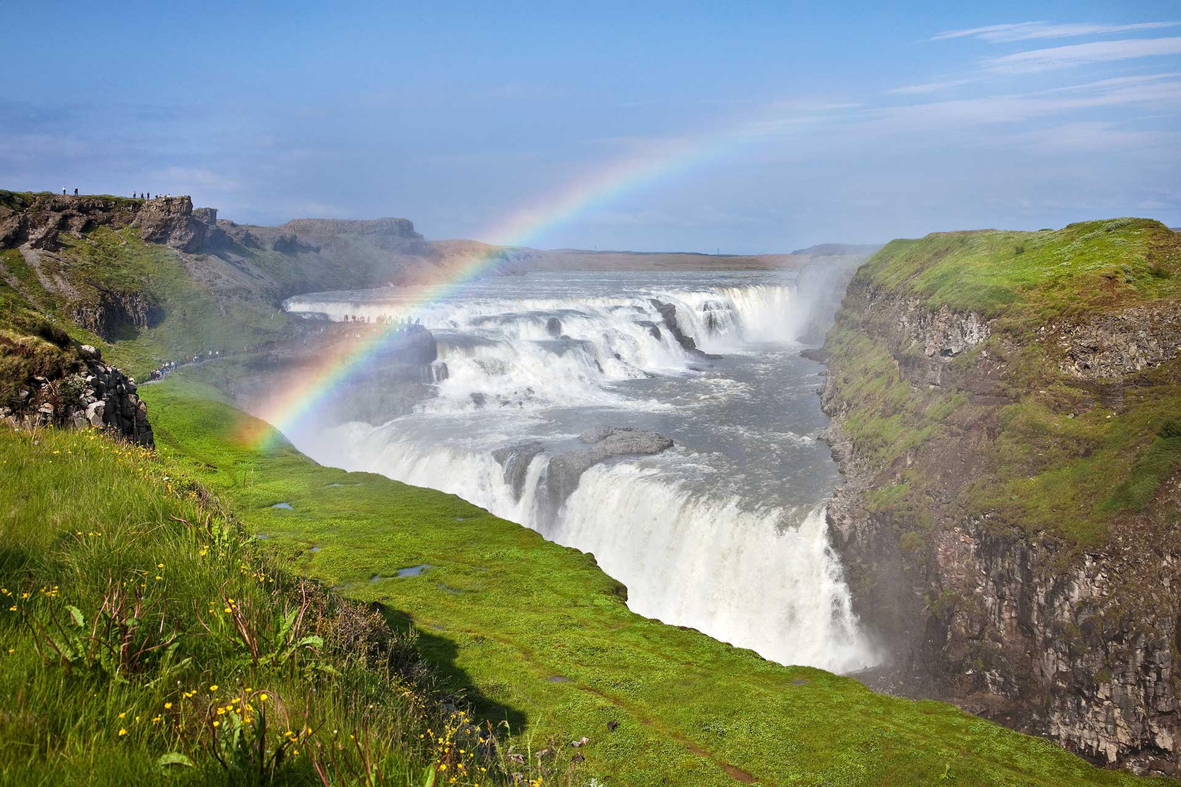 The mighty Gullfoss waterfall in Hvítá glacial river