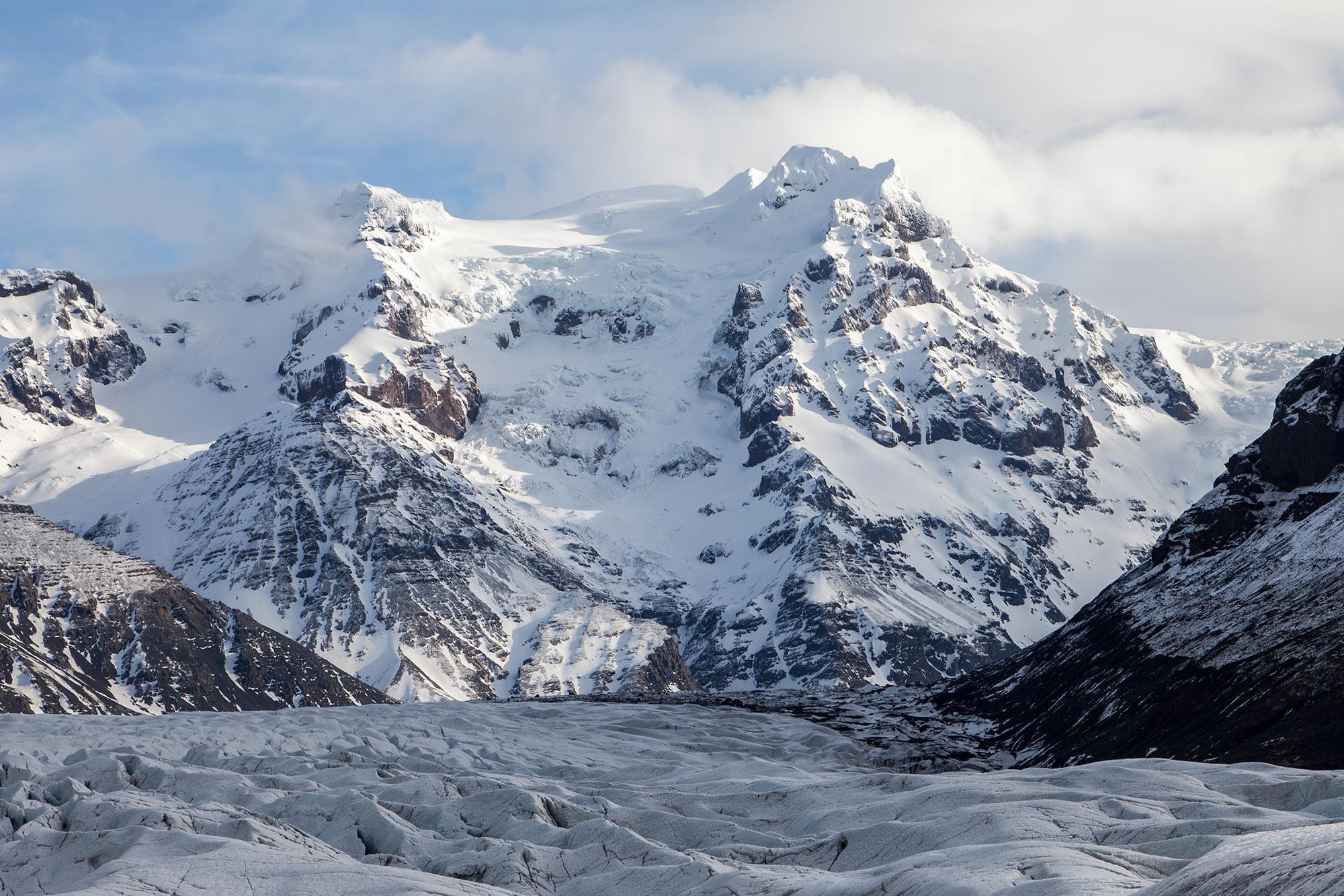 The beautiful Hrútsfjallstindar of Iceland on a sunny day.
