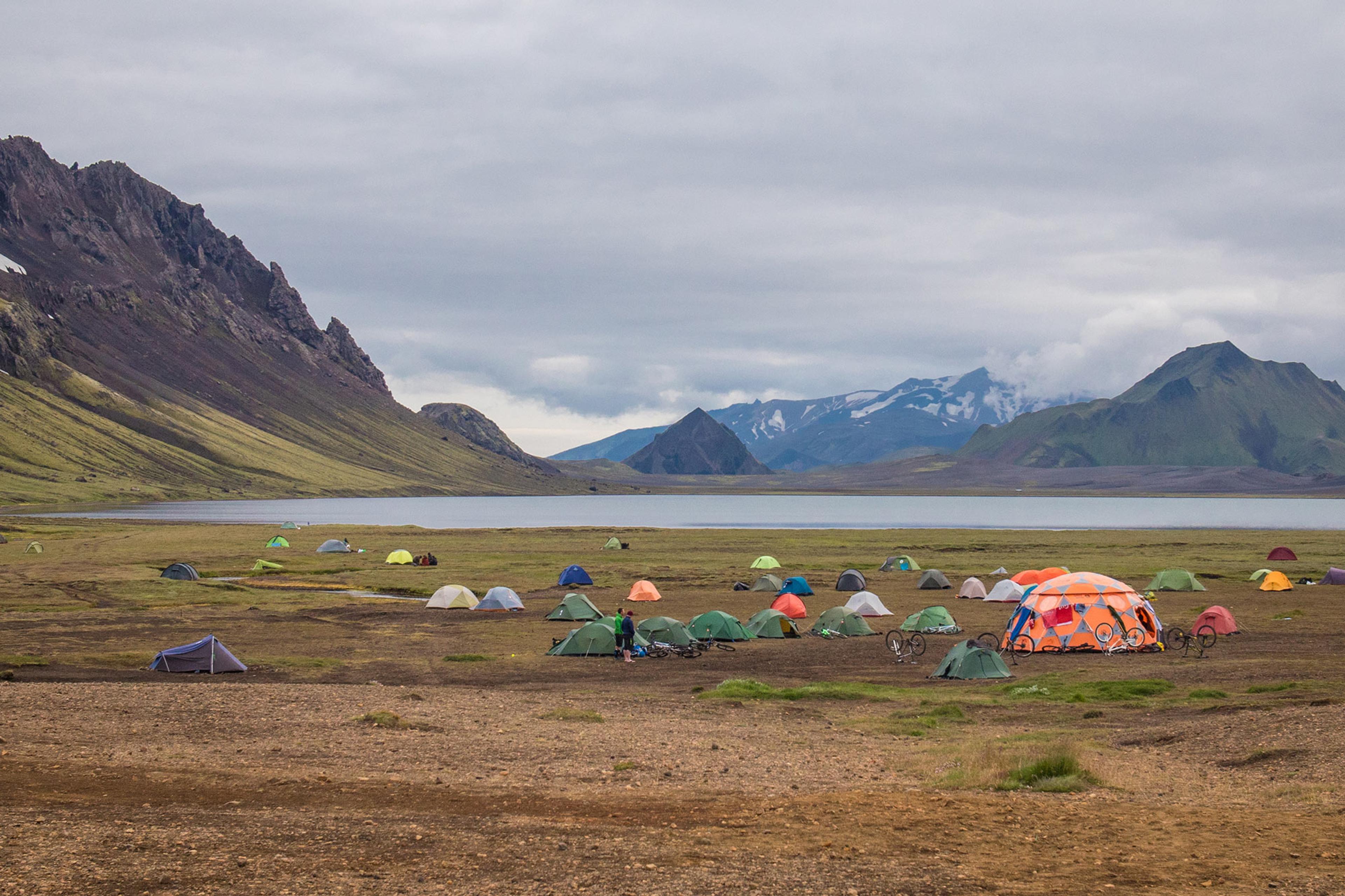 The camping site in Landmannalaugar Nature Reserve