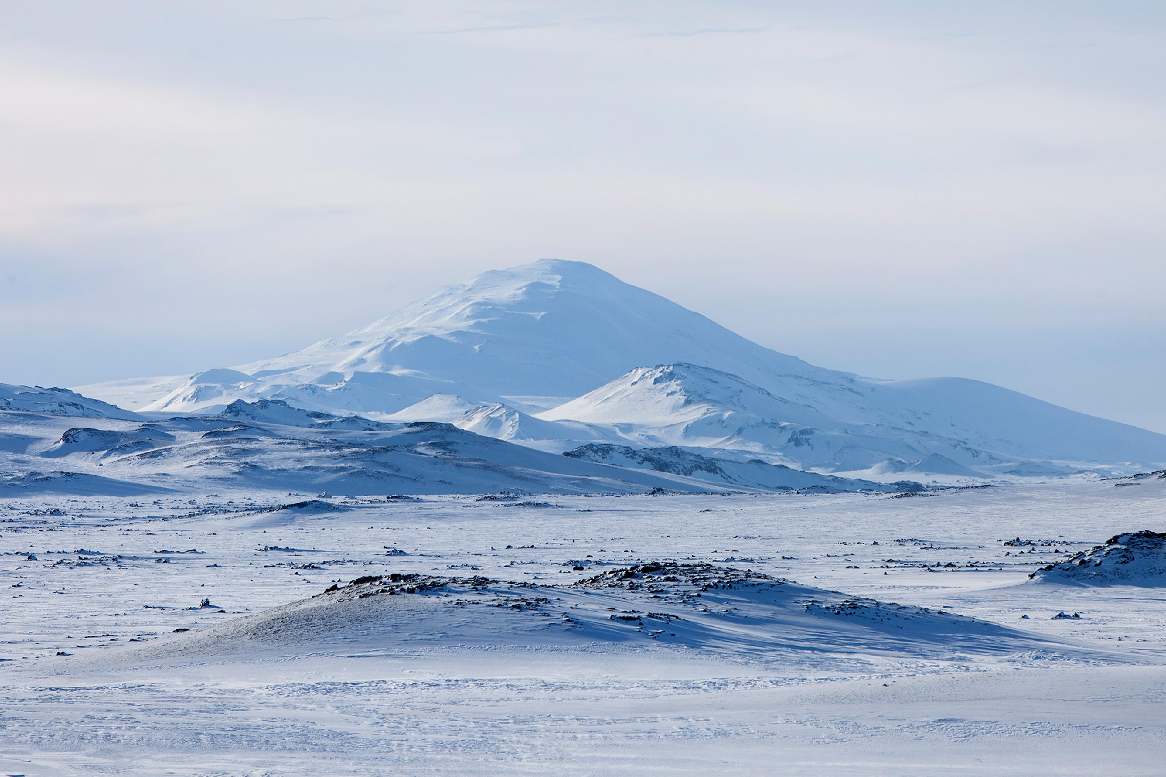 blue snowy mountains under the blue sky