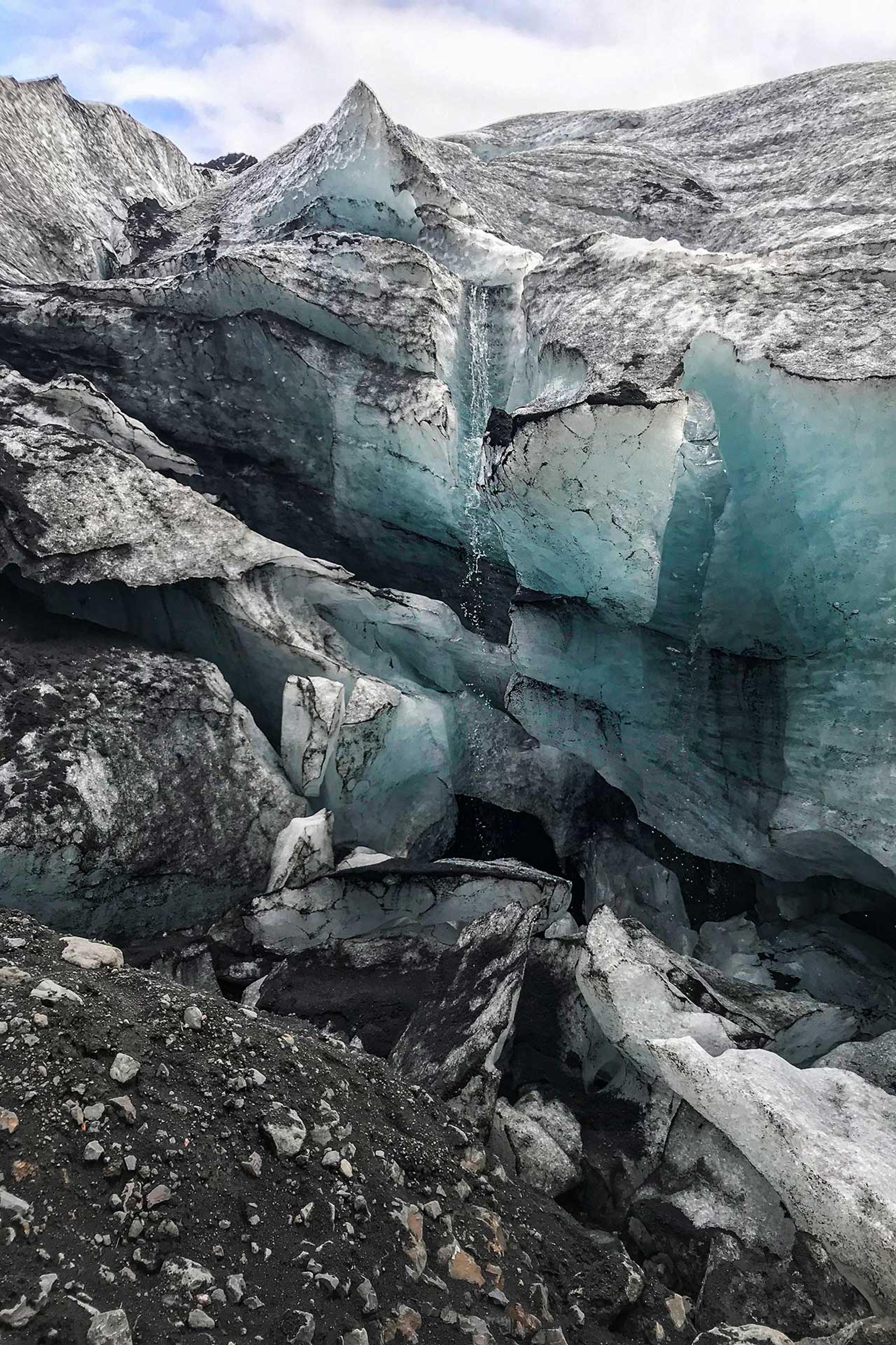 Broken up ice near the opening on the ice cave