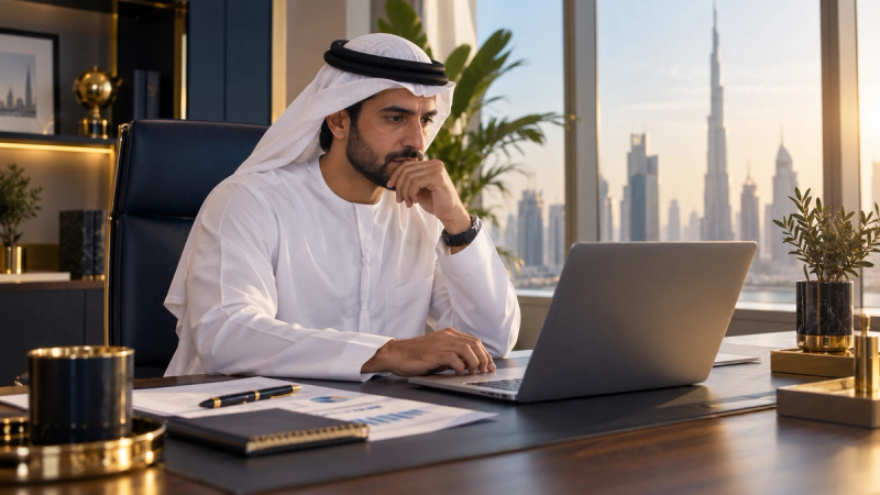 A Dubai business owner reviewing cash flow numbers and wondering whether to hire a fractional CFO