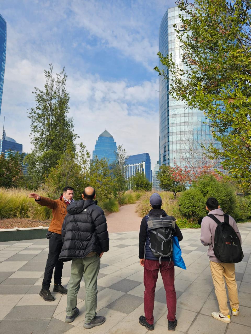 Gaze up at the Titanium Tower and its park