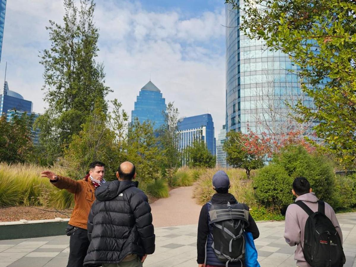 Gaze up at the Titanium Tower and its park