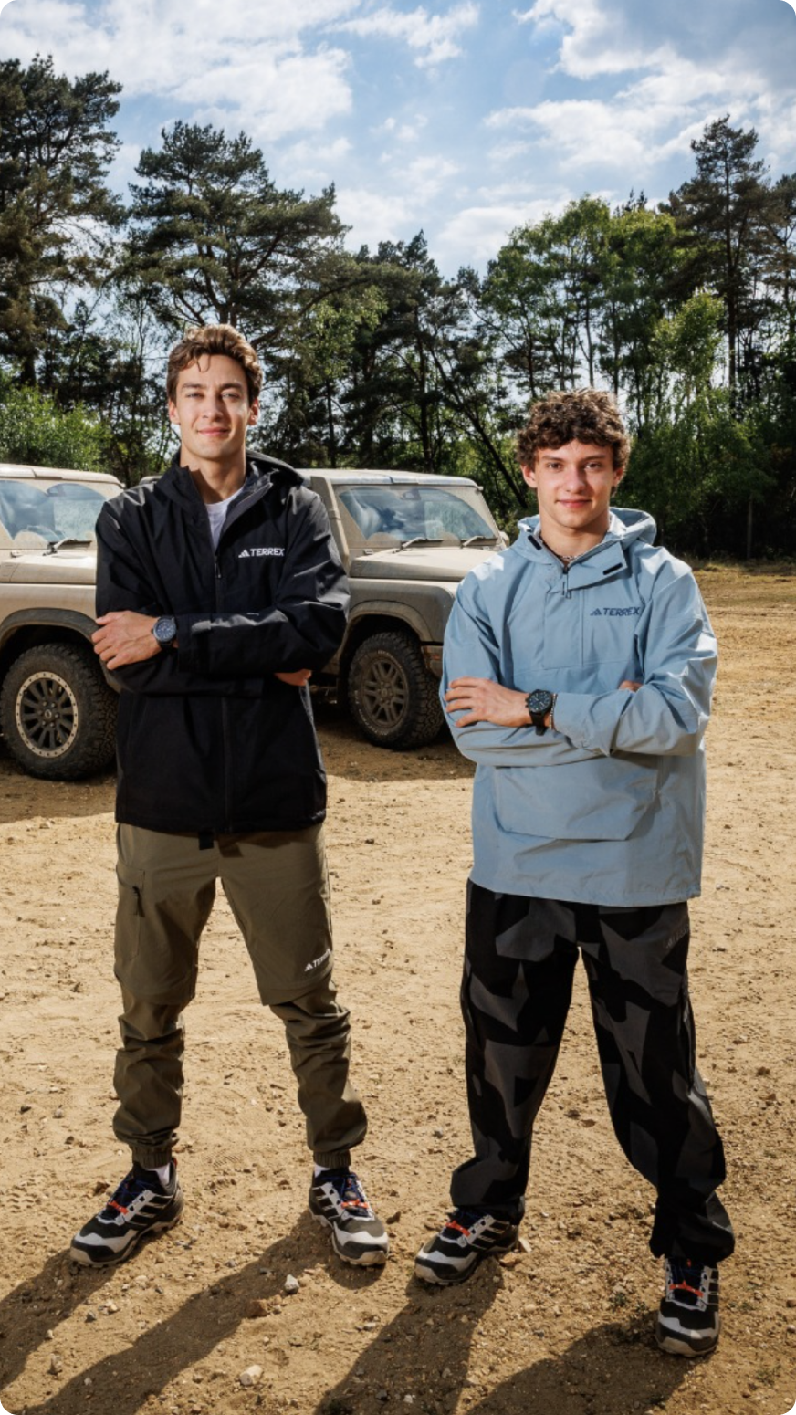 TWO F1 DRIVERS. TWO GRENADIERS. ONE MUDDY DETOUR. GEORGE RUSSELL AND KIMI ANTONELLI TAKE THE INEOS GRENADIER OFF-SCRIPT. AND OFF-ROAD.