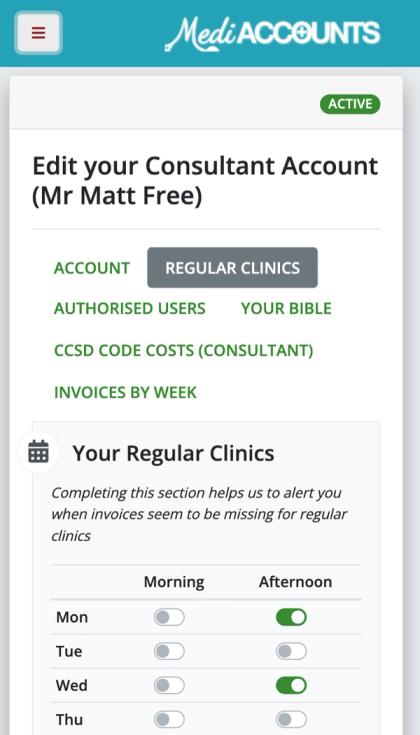 MediAccounts - Edit Consultant