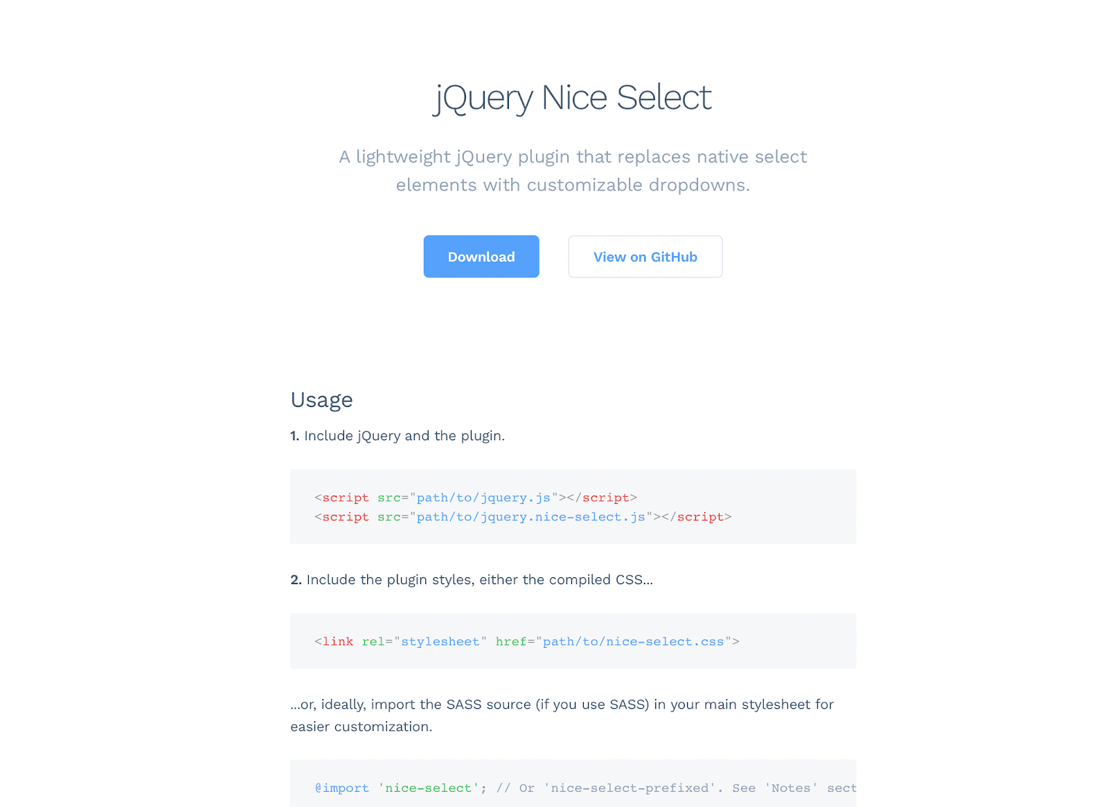 The jQuery Nice Select plugin example
