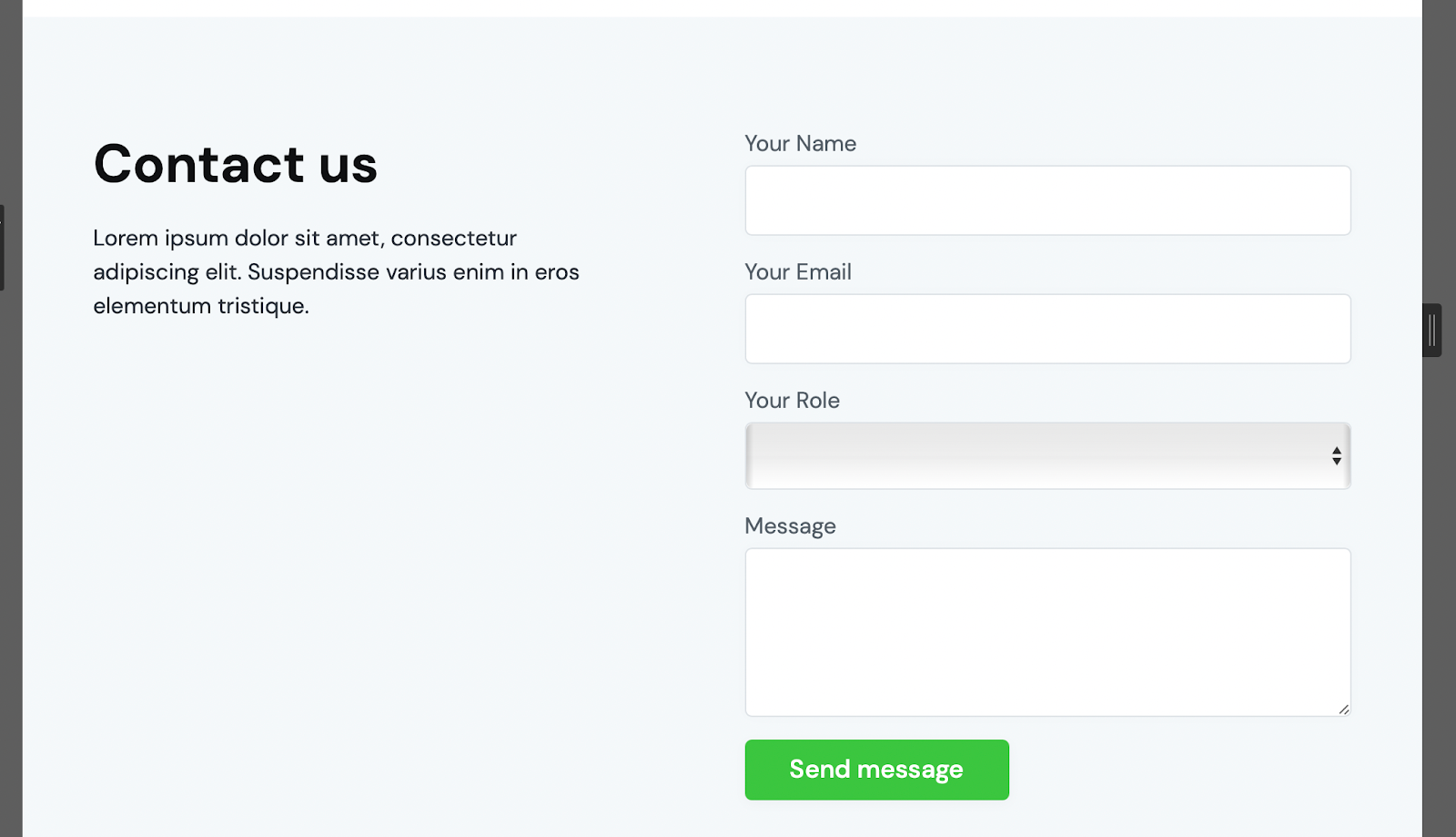 A default Webflow form dropdown as it appears in Safari