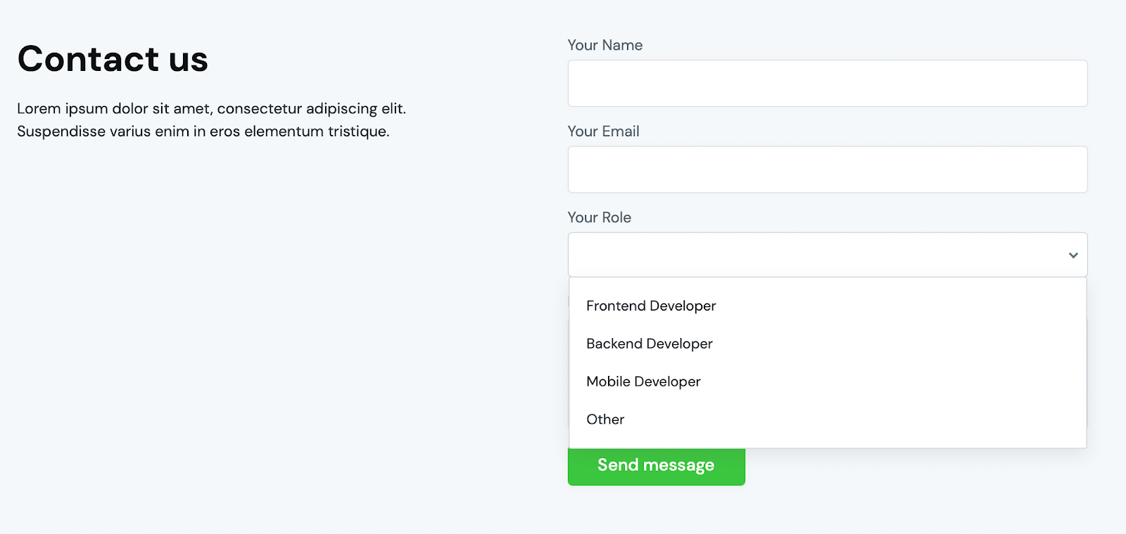 The custom dropdown styled in Safari