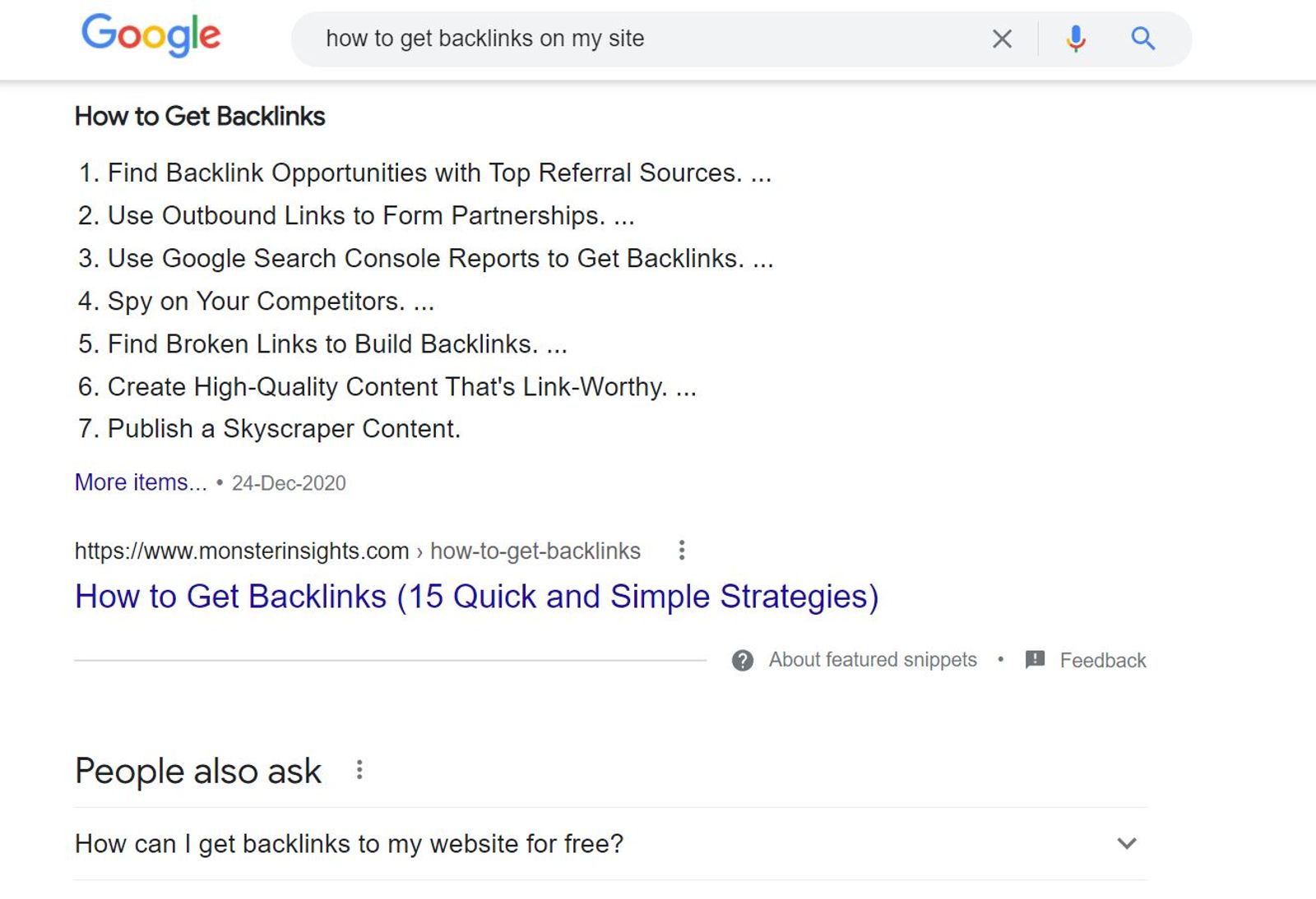 how to get backlinks on my site google search