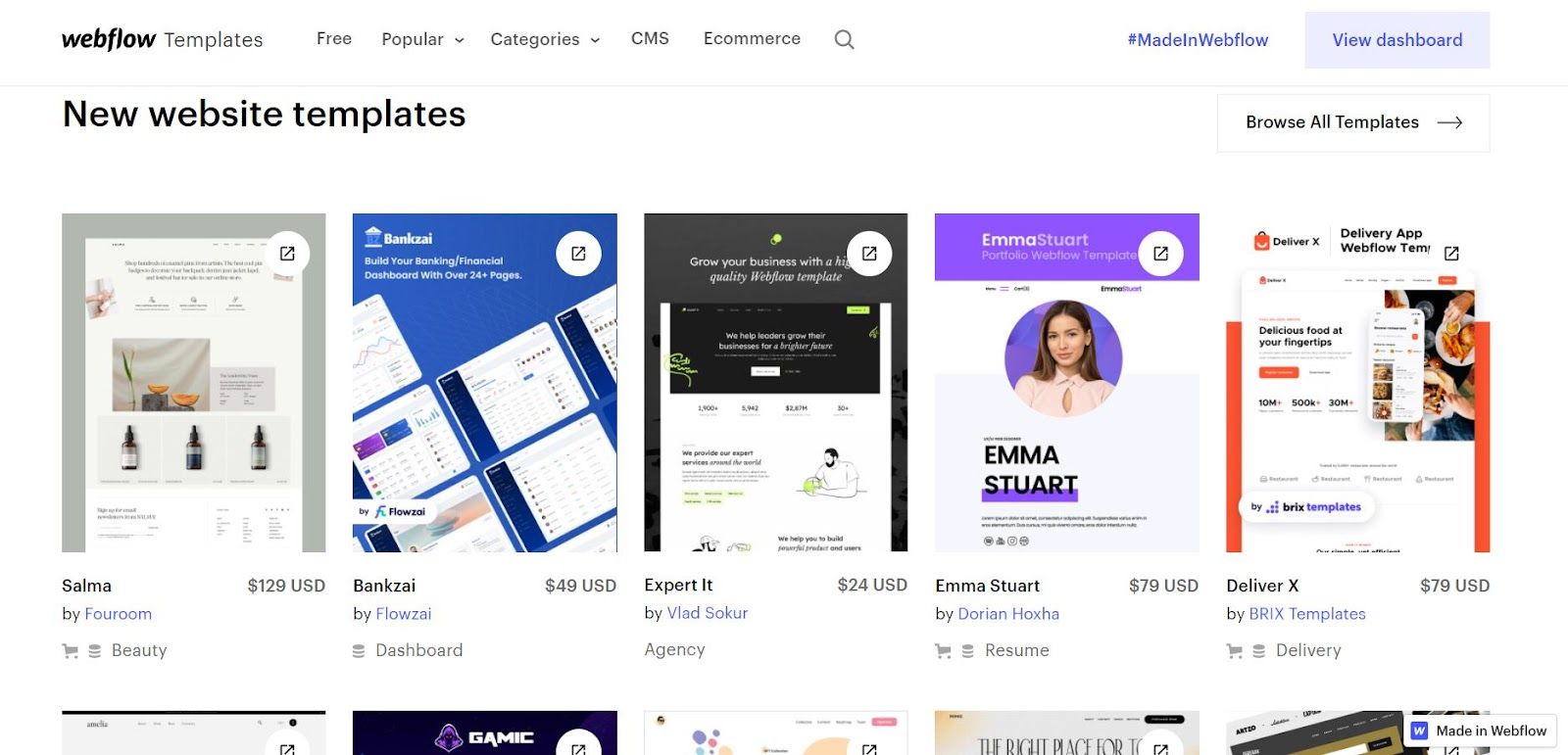 webflow site templates