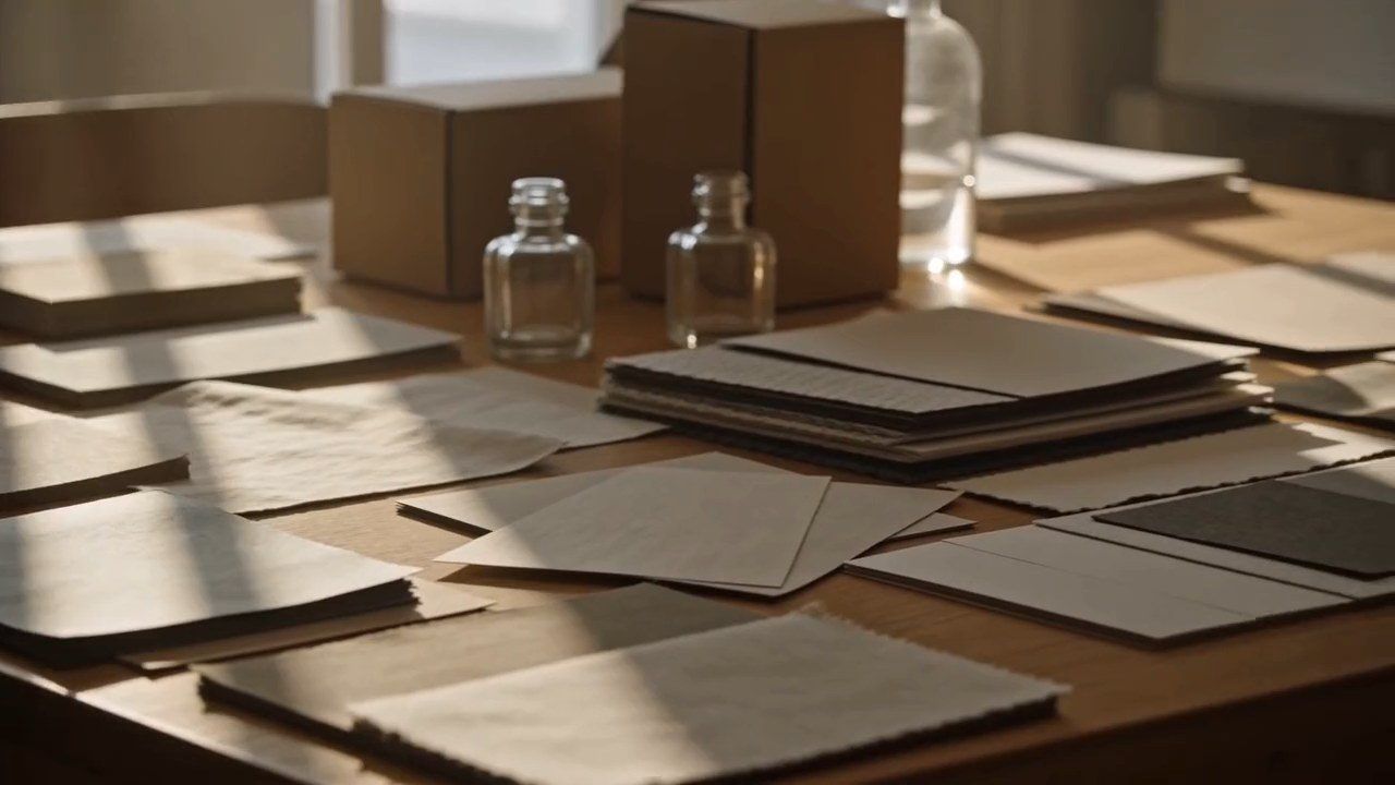 Packaging materials laid out for assessment.