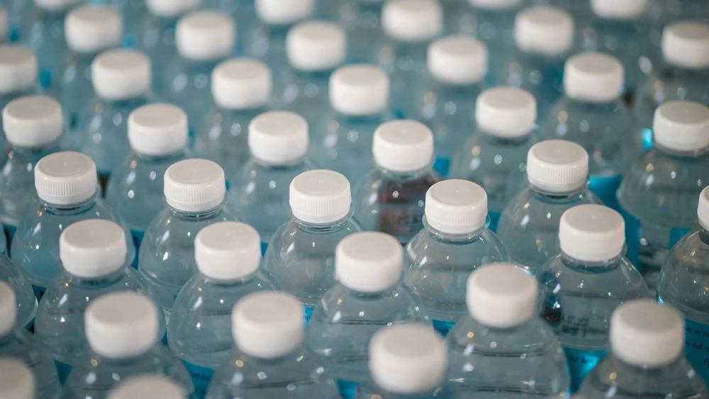 A large collection of water bottles