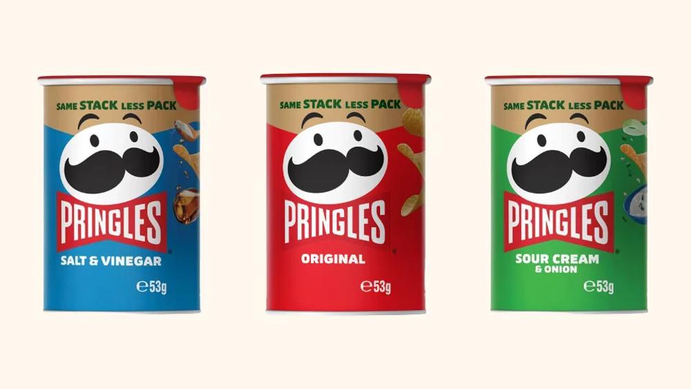 Pringles less stack more pack packaging