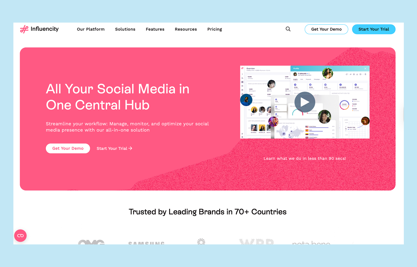 Influencity Homepage