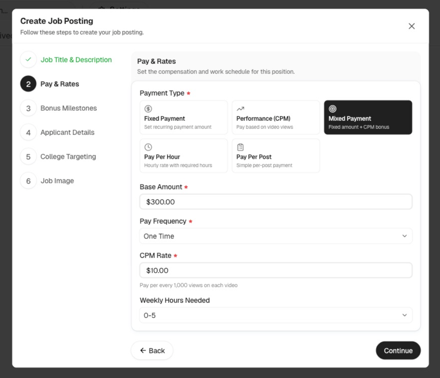 Select your payment structure