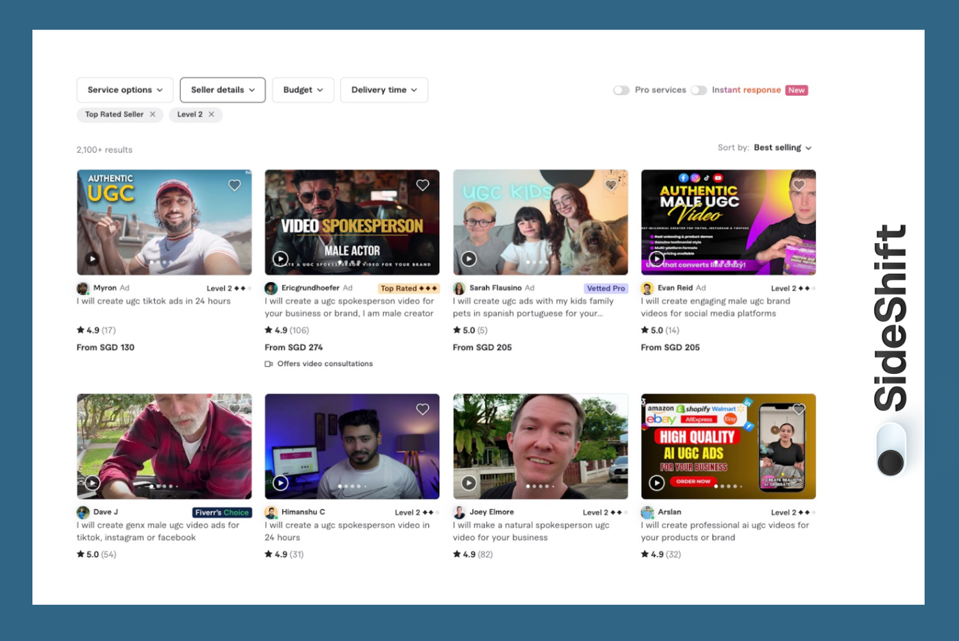 Find UGC creators on Fiverr or Upwork