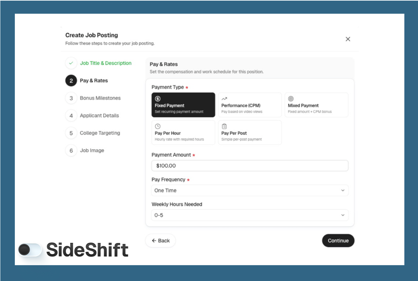 Pay per deliverable - Create a specific job