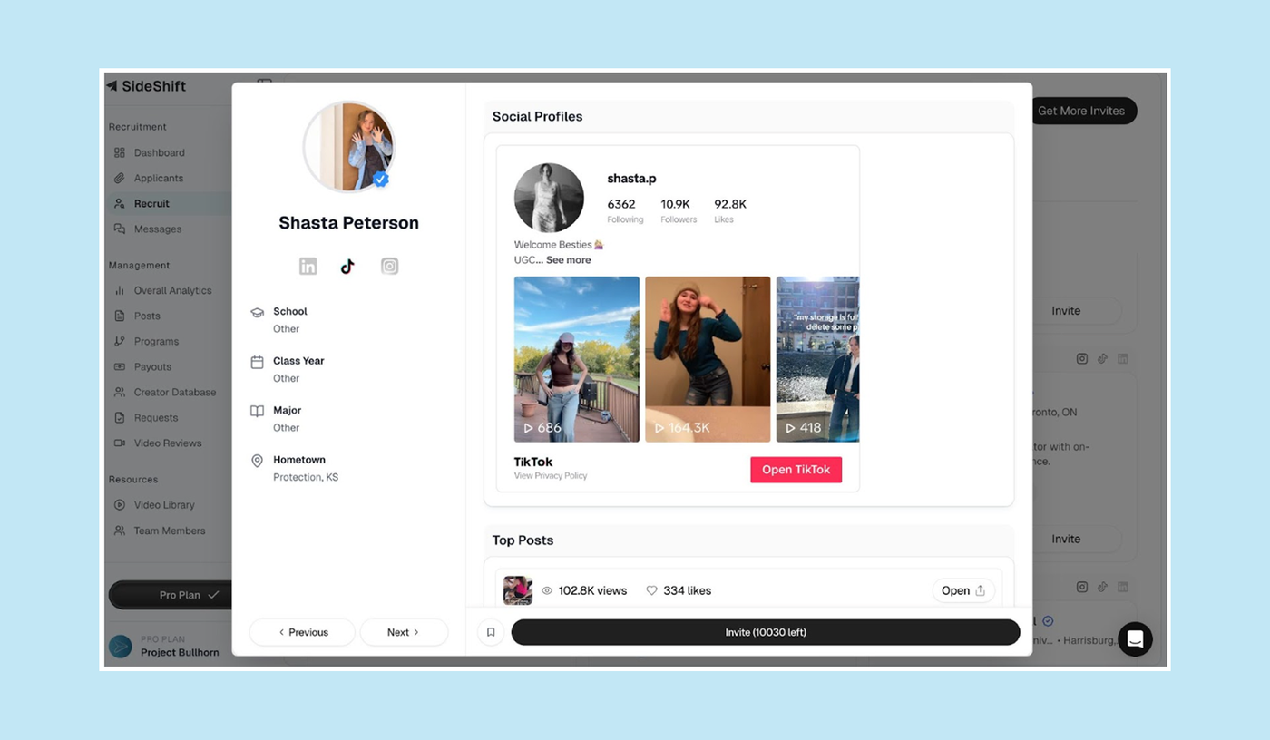 Use a UGC-focused Platform Like SideShift