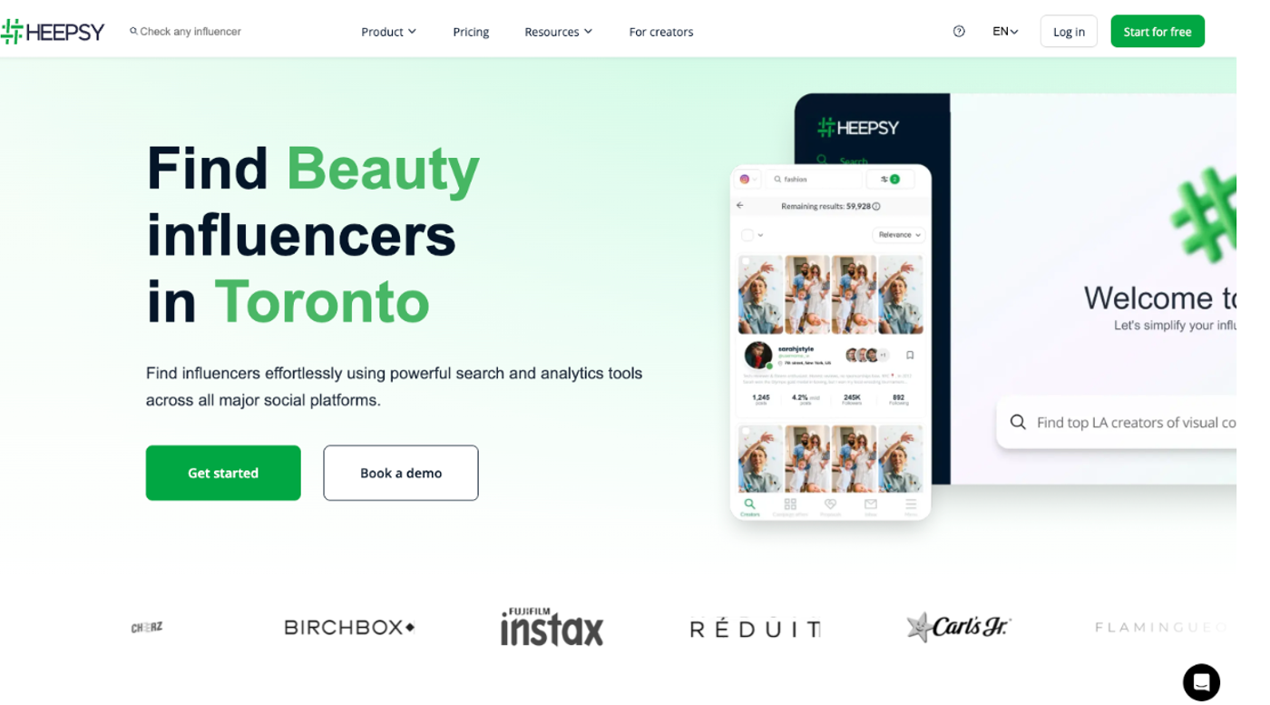 Heepsy for startups and smaller brands that need affordable global influencer discovery