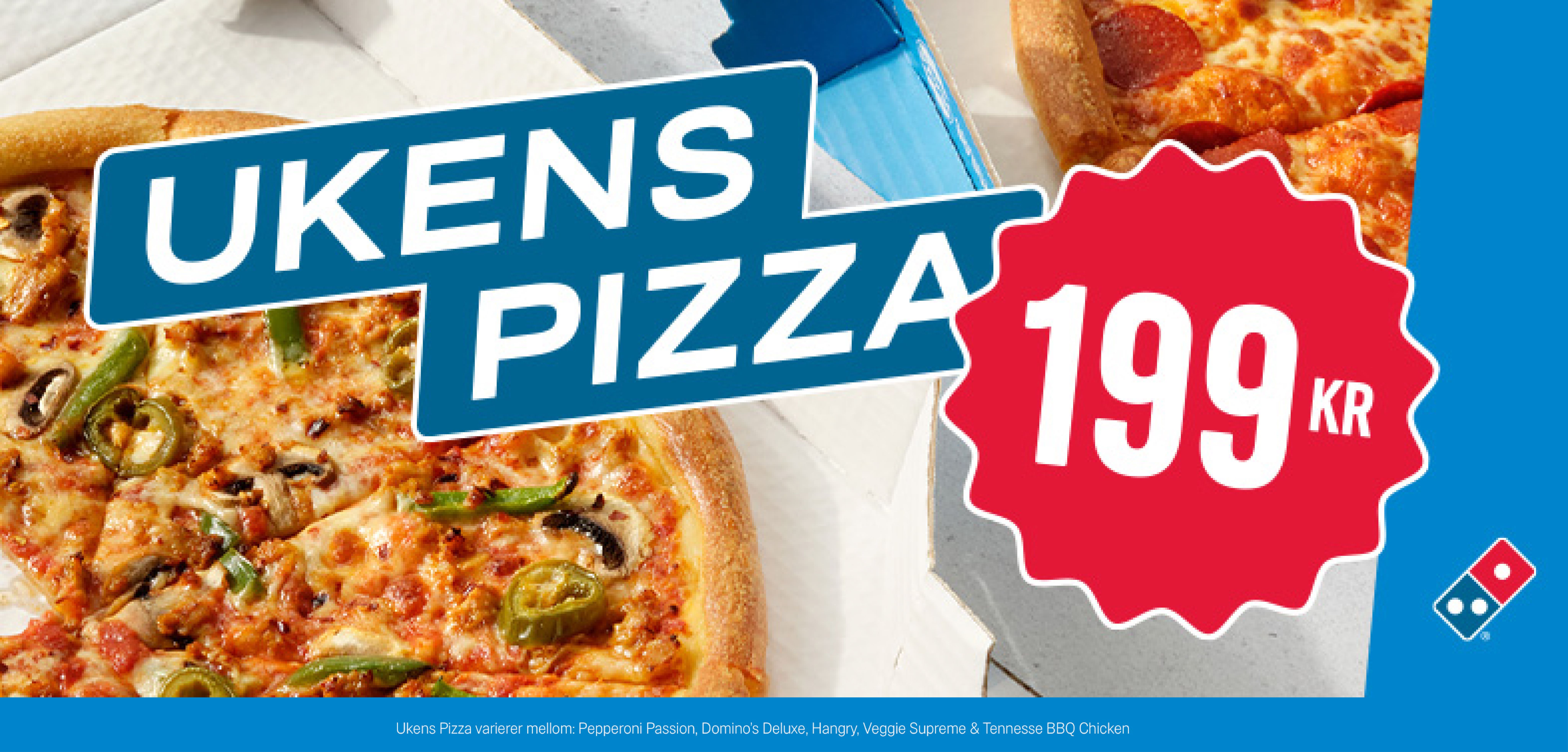 Ukens pizza alltid til 199kr