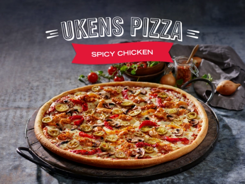 Pizza of the week is a large Spicy Chicken