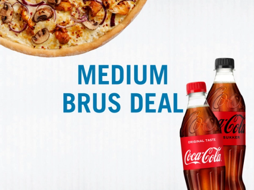 Buy a medium pizza and get a free 0.5L soda. 