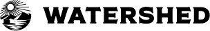 WATERSHED logo, featuring a circular emblem of a sun over mountains and water, with the bold word WATERSHED.