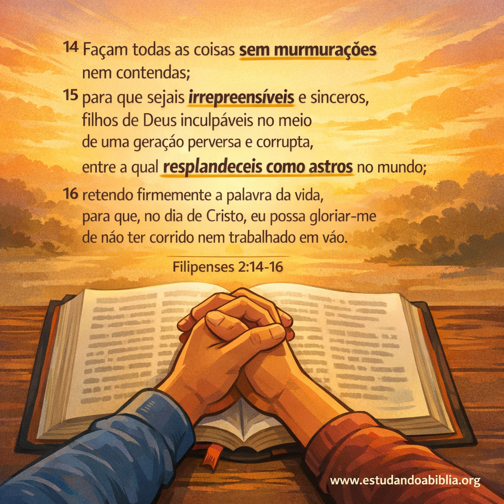 Versículo bíblico do dia - Filipenses 2:14-16