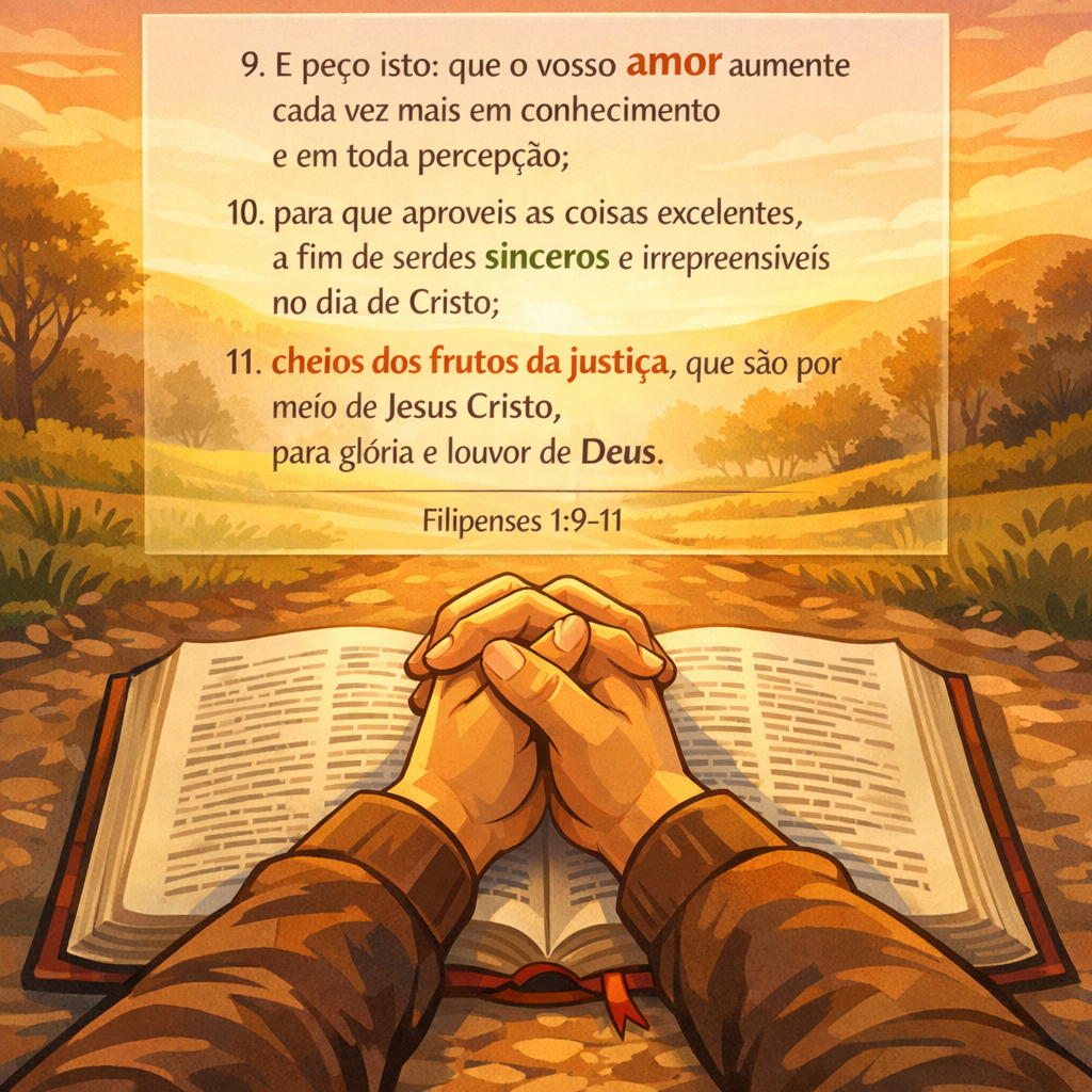 Versículo bíblico do dia - Filipenses 1:9-11