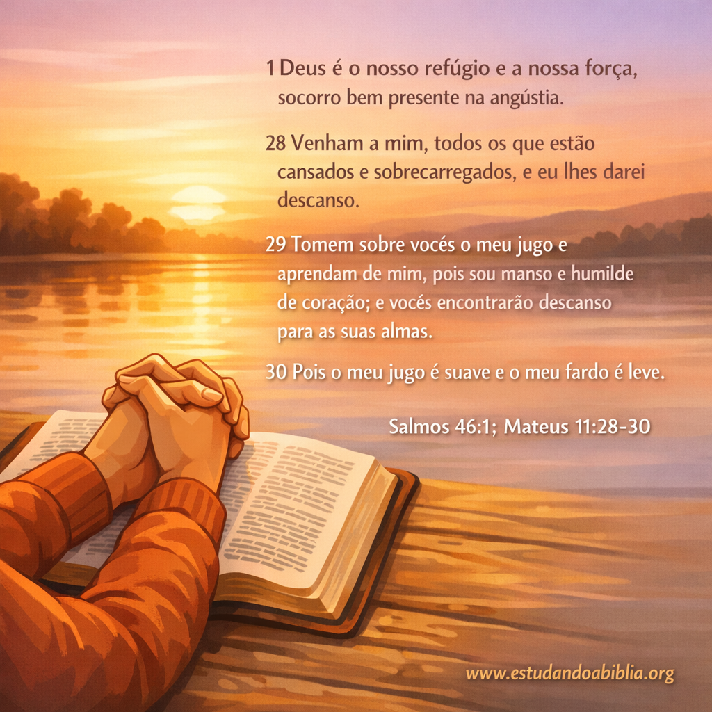 Versículo bíblico do dia - Salmos 46:1; Mateus 11:28-30