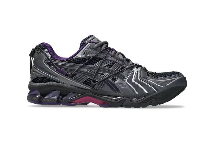 ASICS Gel-Kayano 14 sneaker in collaboration with ZUTOMAYO, shown from multiple angles. The shoe features the distinctive Gel-Kayano silhouette with unique color combinations