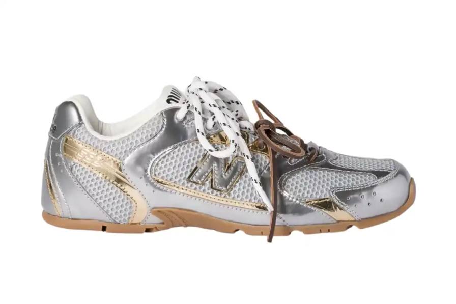 image about the latest Miu Miu and New Balance sneaker collaboration featuring three colorways with premium materials and luxury design elements.