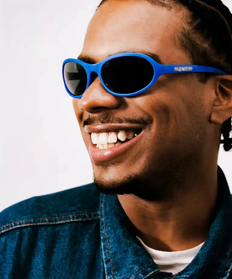 SUPREME DROPS FIVE NEW SUNGLASSES FOR SPRING 2025 image about Supreme's new sunglasses collection featuring five Italian-made models (Walker, Avon, Blair, Otto, Capital) with anti-reflective lenses, releasing June 12 worldwide and June 14 in Asia. Content includes product details, manufacturing information, and availability dates for the Spring 2025 eyewear line.