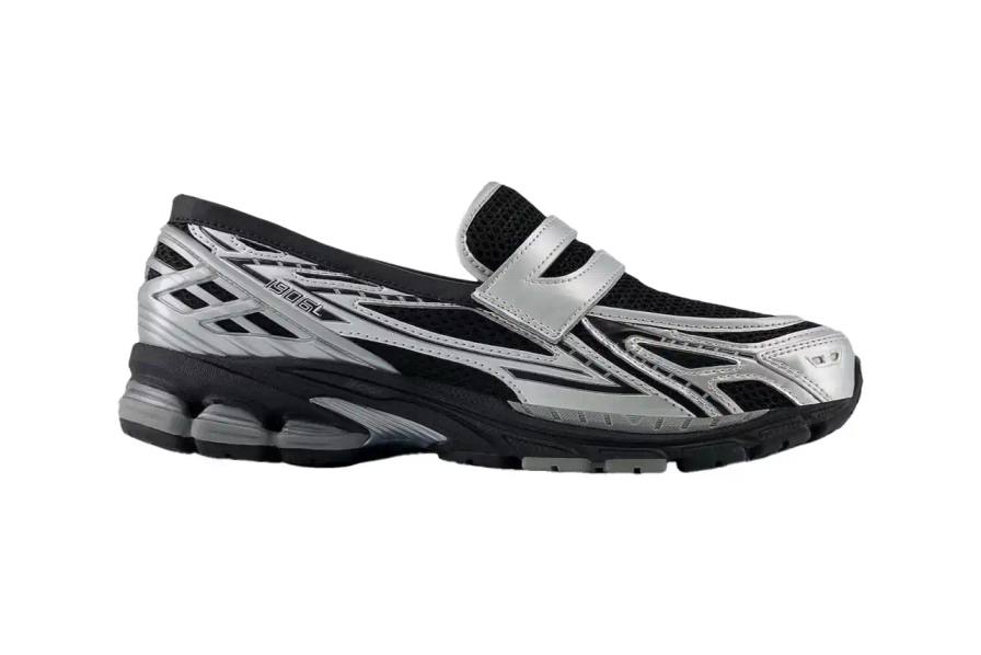 Overhead view of the New Balance 1906L showing black mesh upper with silver metallic overlays and black laces