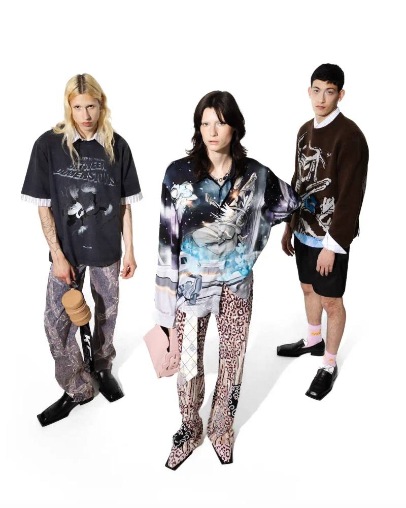 image of KGL's new Disney collaboration featuring Mickey & Friends characters. The 114-piece fashion collection incorporates Indian cultural elements like paisley patterns and temple gates with Disney's iconic characters. The collection includes everyday clothing items and accessories, features gender-neutral designs, and starts at £35. Key details include the collection's surrealist approach, hand embroidery techniques, and the founder's inspiration from both Disney storytelling and Indian visual heritage.