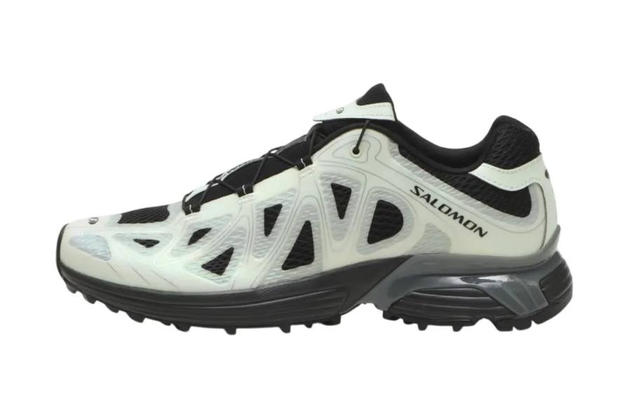 SALOMON XT-WHISPER VOID BLACK CLEARLY AQUA SNEAKERS image describing the technical specifications and release details of the Salomon XT-WHISPER VOID sneaker in a black and aqua colorway.