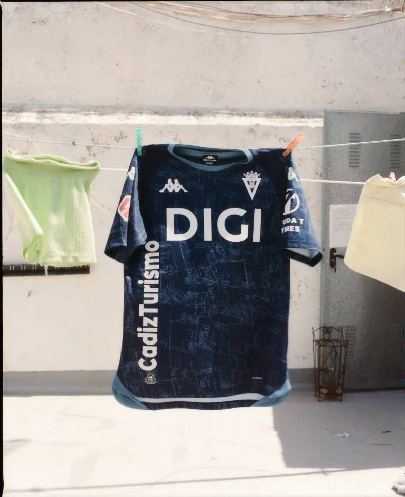 image of the new Cadiz CF away kit designed by Kappa, detailing design elements, technical features, and retail store opening.