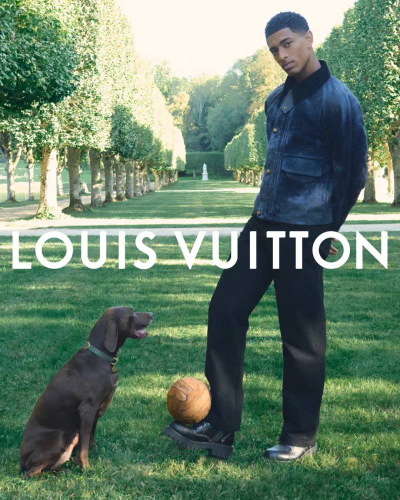 Louis Vuitton Men's Pre-Collection Spring/Summer 2026 campaign photographed in the English countryside, showcasing tailored pieces, streetwear elements, and a pet accessories capsule.
